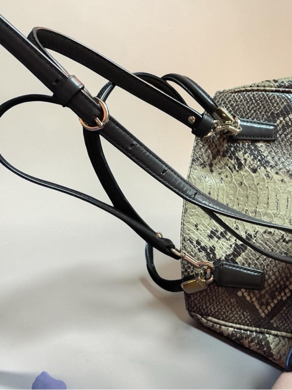 Coach Madison Kelsey Satchel – Grey/Black Snakeskin Embossed Leather - Picture 7 of 12